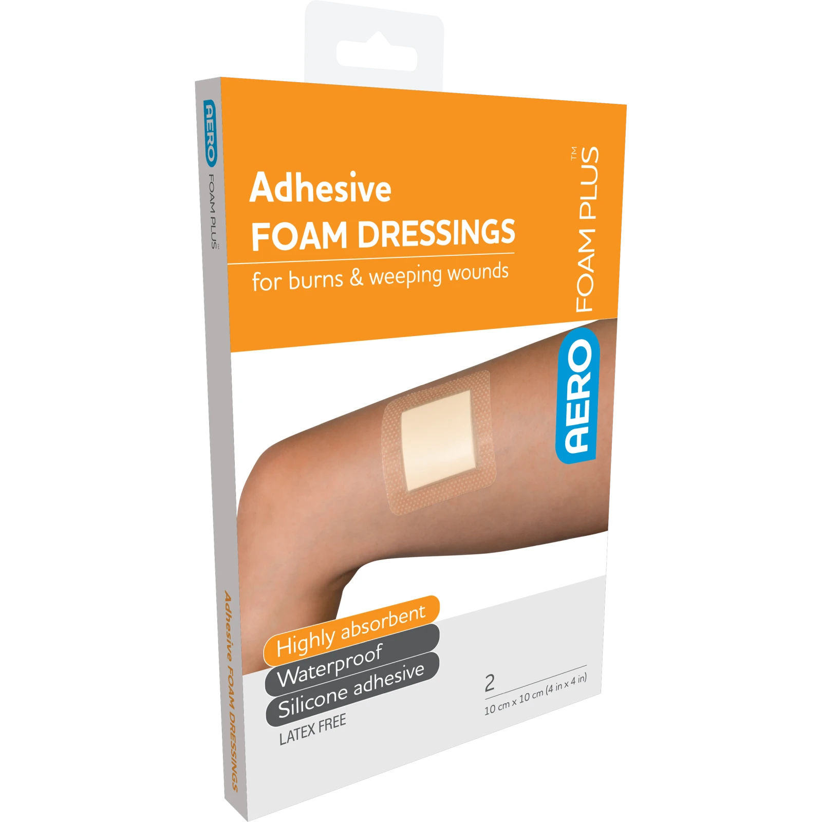 AEROFOAM PLUS Adhesive Foam Dressings 10 x 10cm Box/2