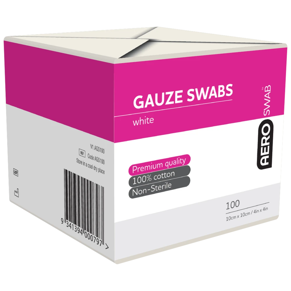 AEROSWAB Non-Sterile White Gauze Swab 10 x 10cm (8PLY) Pack/100