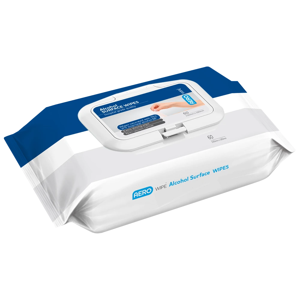 AEROWIPE 75% Isopropyl Alcohol Surface Wipes Pouch/60 (DG) Pack/60