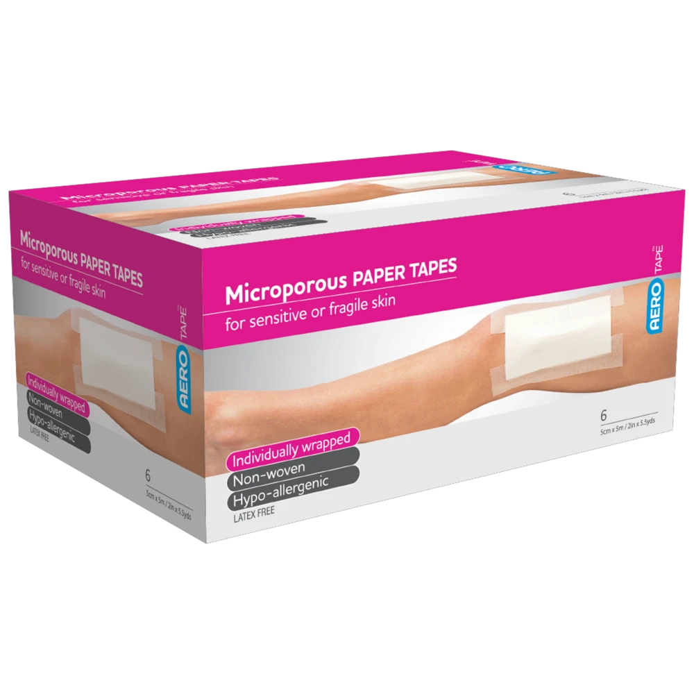 AEROTAPE White Microporous Paper Tape 5cm x 5M Box/6