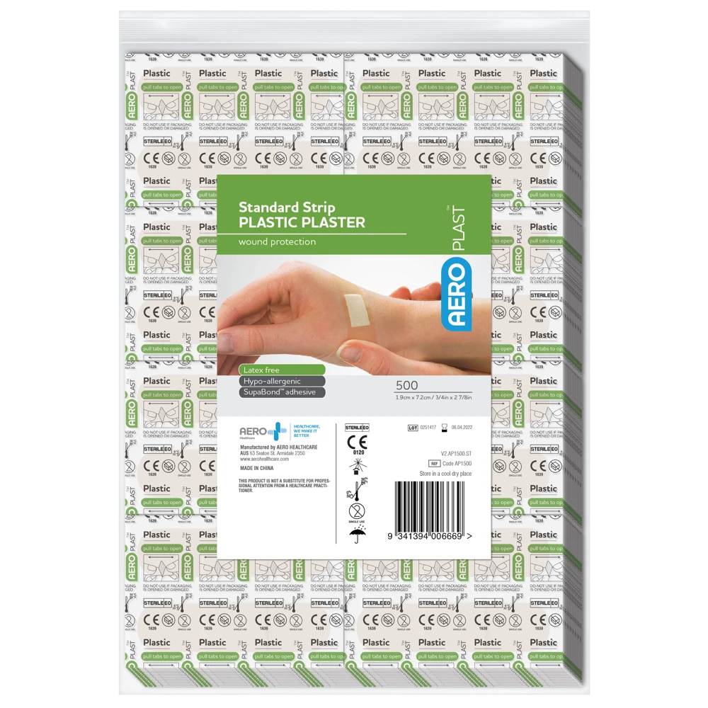 AEROPLAST Plastic Standard Strip 7.2 x 1.9cm Bag/500