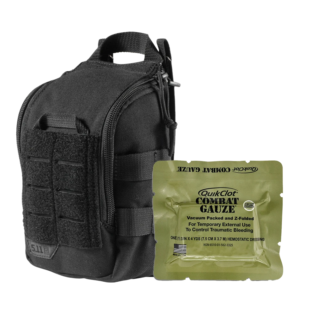 RAPIDSTOP Medium Bleed Control Kit with QUIKCLOT Combat Gauze- Tactical 13 x 18 x 8cm