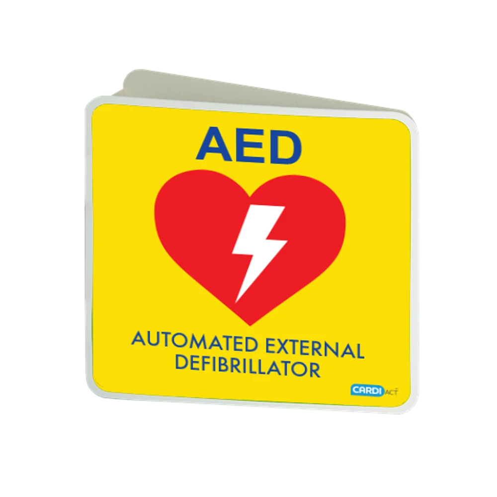 CARDIACT Yellow Poly AED Angle Bracket Sign 22.5 x 22.5cm