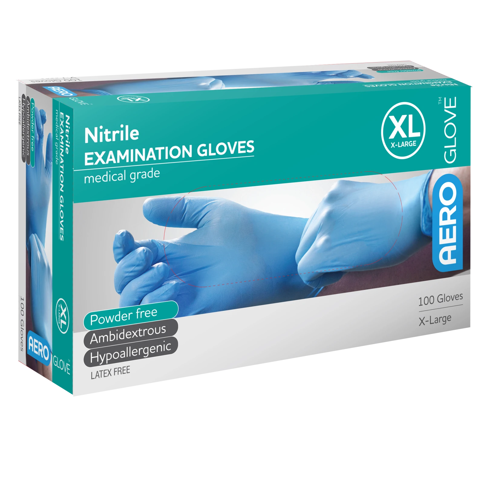 AEROGLOVE X-Large Nitrile Powder-Free Gloves Box/100