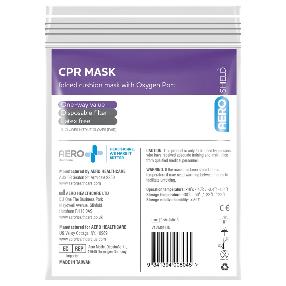 AEROSHIELD CPR Mask in Clear Bag