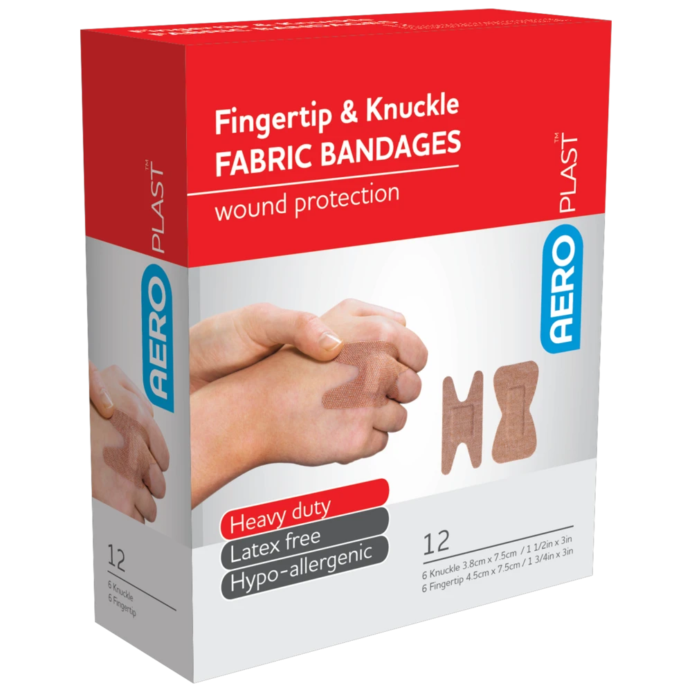 AEROPLAST Premium Fabric Fingertip & Knuckle Dressings Box/12