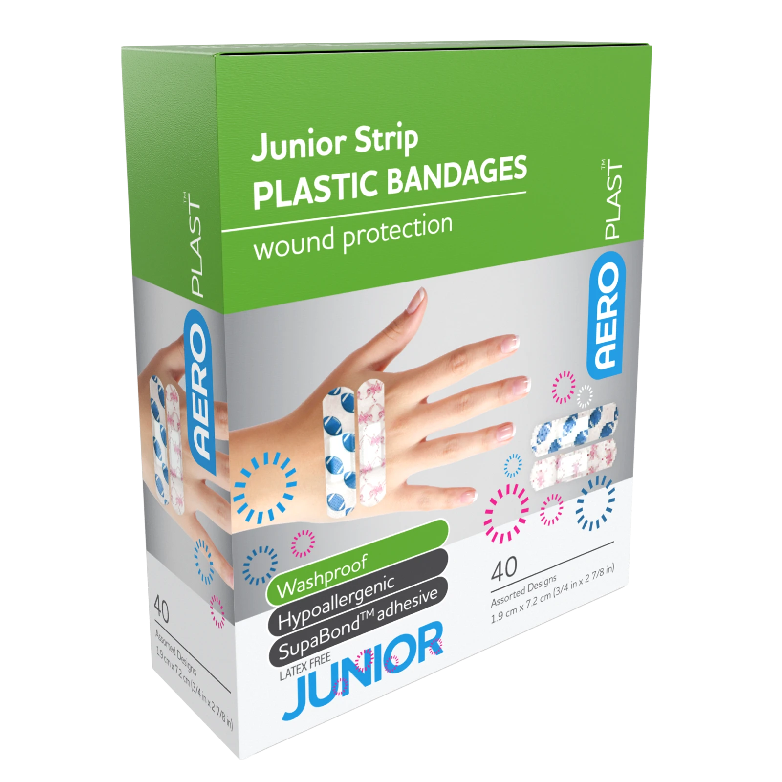 AEROPLAST Plastic Junior Strip 7.2 x 1.9cm Box/40