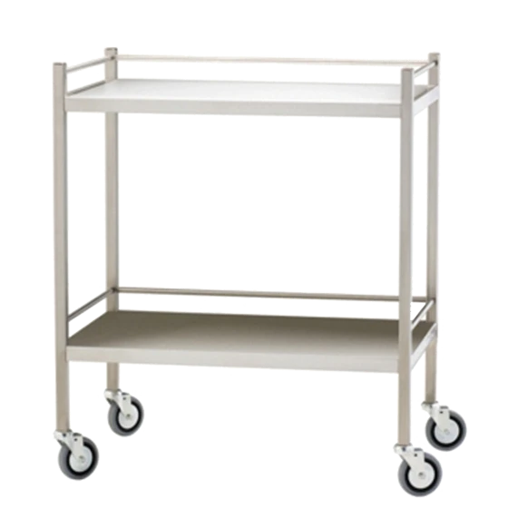 Medium Stainless Steel Trolley with Rails 80 x 50 x 97cm