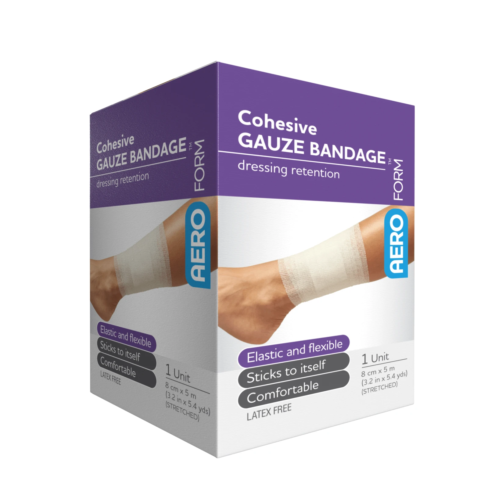 AeroForm Cohesive Gauze Bandage 8cm x 5M Box/1