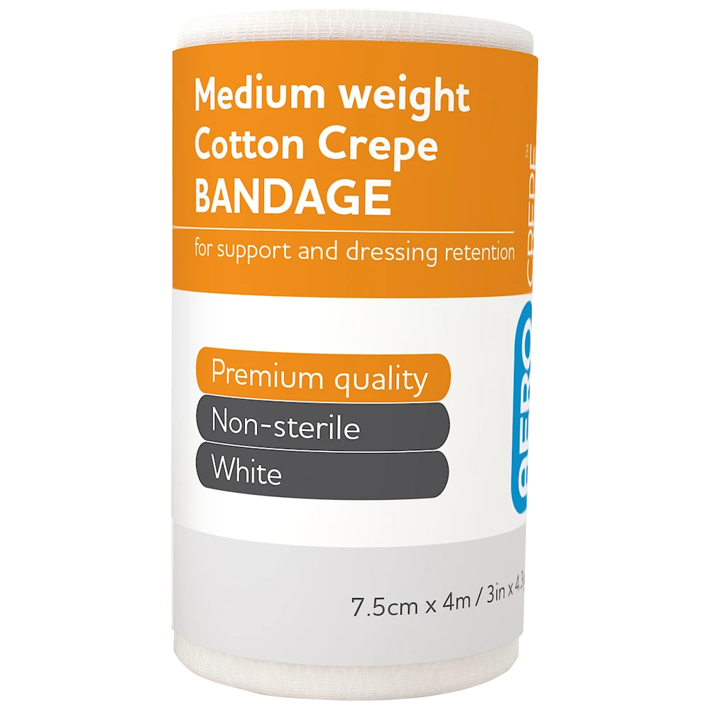 AEROCREPE Medium Cotton Crepe Bandage 7.5cm x 4M Wrap/12