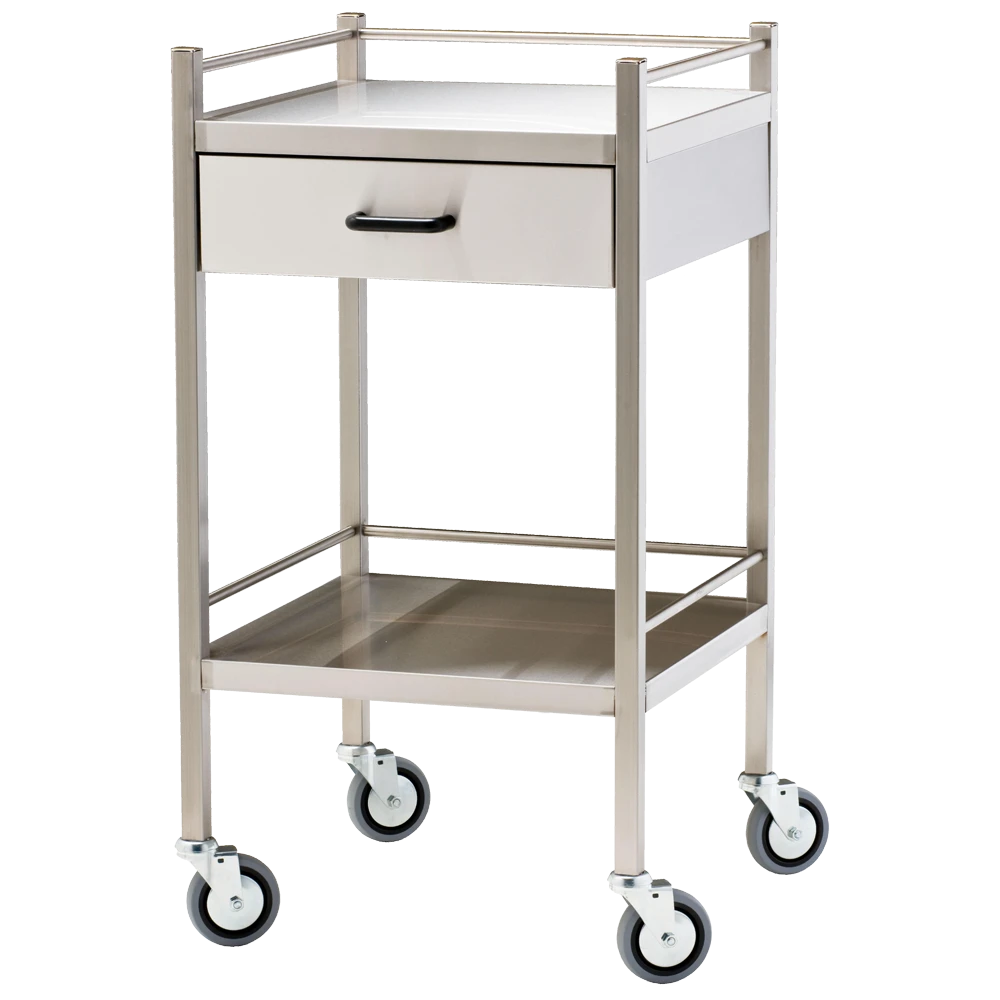 Small Stainless Steel Trolley with Drawer 50 x 50 x 97cm